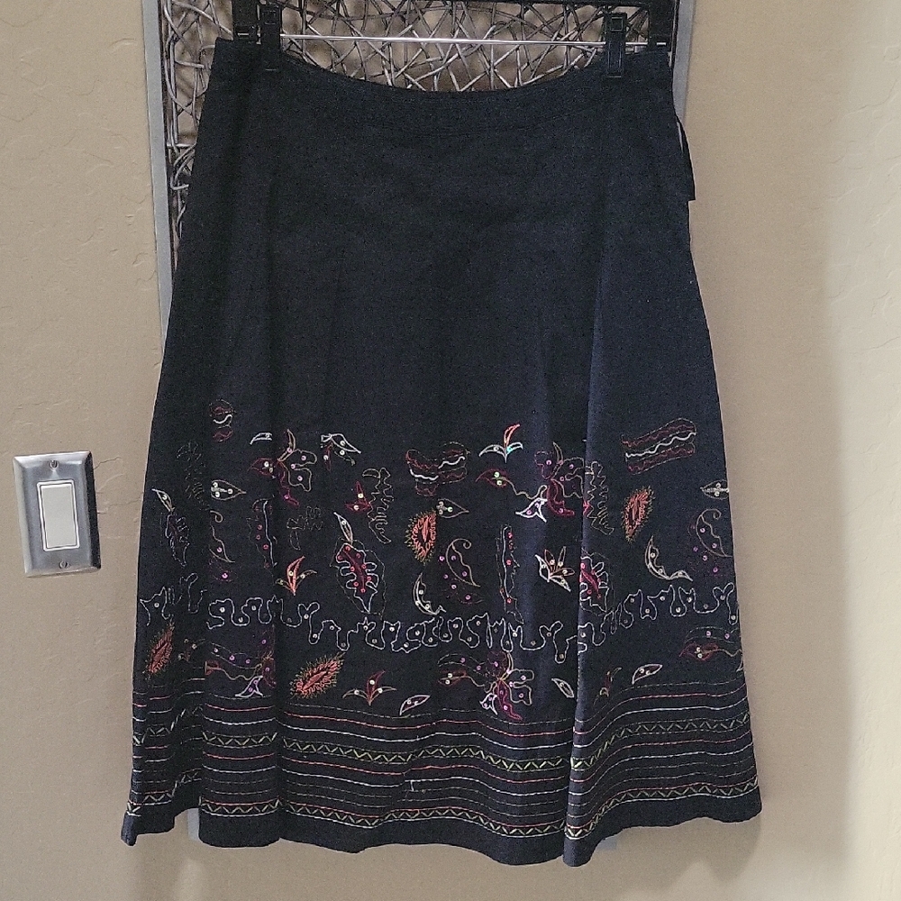 Richard Malcolm Pleated Skirt with Colorful Sequins and Embroidery